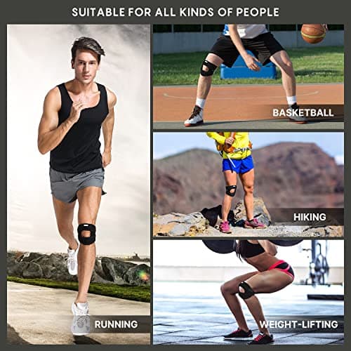 Fit Geno Patella Knee Brace for Women and Men, Patellar Tendon Support Strap with Side Stabilizers, Knee Band with Patella Gel Pads for Meniscus Tear Arthritis Pain Injury Running