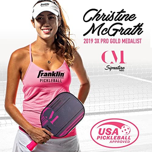 Franklin Sports Pro Pickleball Paddles - Christine McGrath Pro Player Tournament Pickleball Paddles - Polypropylene Paddle with Max Grit Surface - USA Pickleball (USAPA) Approved - 13mm + 16mm Cores