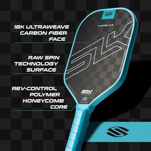 Selkirk Sport SLK Halo Raw Carbon Fiber Pickleball Paddle | Designed in The USA | Choose from The T700 Raw Carbon Fiber Power, The 18k Ultraweave Control, or The Kevlar Linkweave Thermoformed Pro