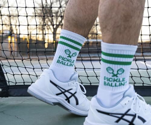 Performance Pickleball Crew Socks, Great Gift For Pickleball Lovers, Mens and Womens, One Size 8-13