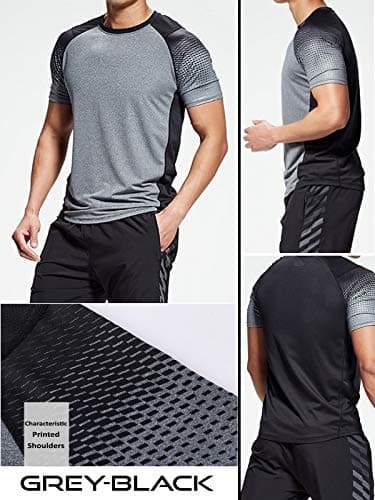 5 Pack Men’s Active Quick Dry Crew Neck T Shirts | Athletic Running Gym Workout Short Sleeve Tee Tops Bulk