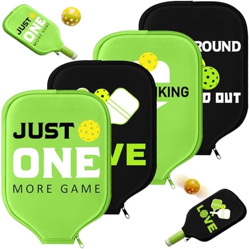 Poen 4 Pcs Ball Paddle Covers 8.5 x 11 Inch Protective Paddle Cover Racket Sleeve Bag with Zipper Universal Case Size Fits up to 8.25 in Wide for ball Sports Men Women Gift