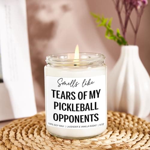 Tears of My Pickleball Opponents Candle, Pickleball Accessories, Pickleball Gifts for Women, Men, Mom, Dad - Mothers Day, Fathers Day, Funny Gifts for Pickle Ball Lovers, Players - 9 oz