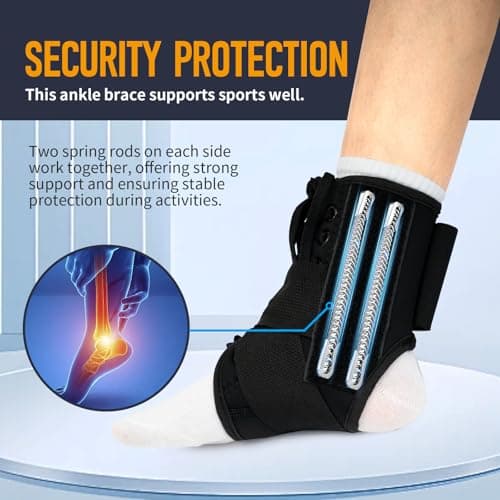 Jupiter Ankle Brace for Sprained Ankles for Women & Men, Made of Neoprene with Dual Springs, for Injury Recover, Running, Basketball and Cycling(Black M 11‘’-14‘’)
