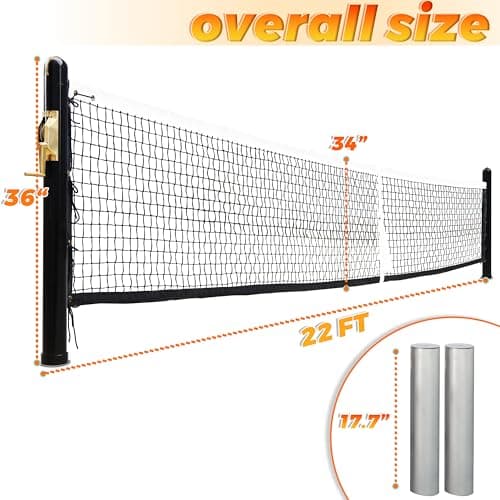 In-Ground Pickleball Net System,Pickleball Set with Net,Heavy-Duty, Regulation Size,Brass Winder, Galvanized Sleeves,Tournament-Grade for Outdoor & Indoor Courts