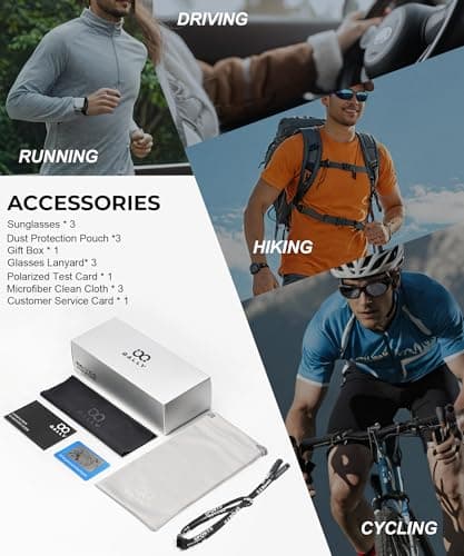 Polarized-Sunglasses-Men Sports Mens-Sunglasses: Sun-Glasses with UV400 Protection for Driving Golf Fishing Running