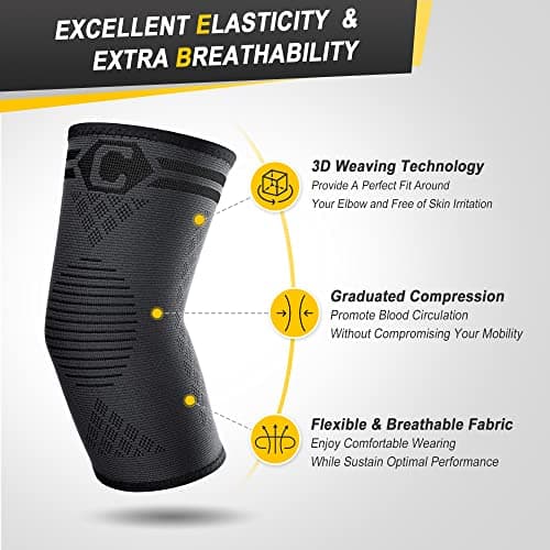 CAMBIVO 2 Pack Elbow Brace for Tendonitis, Tennis Elbow Compression Support Sleeve for Golfers Elbow Pain Relief, Arthritis, Bursitis, Workout, Weightlifting