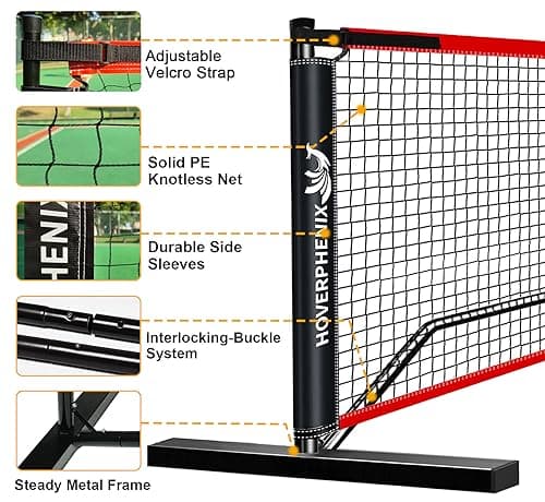 Pickleball Set with Net for Driveway, Portable Regulation Size Pickleball Net System with Paddle Set of 4, Outdoor Pickleballs, Carry Bag, Weather Resistant Metal Frame