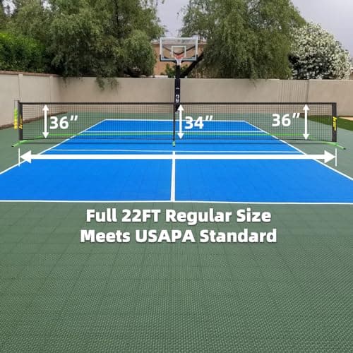 Pickleball Net Portable Outdoor Pickleball Net for Driveway 22ft Portable Pickle Ball Net Set with 4 Pickle Balls, Ball Holder, Lines Court Markers, Carrying Bag, 22ft Outdoor Pickle Ball Set with Net