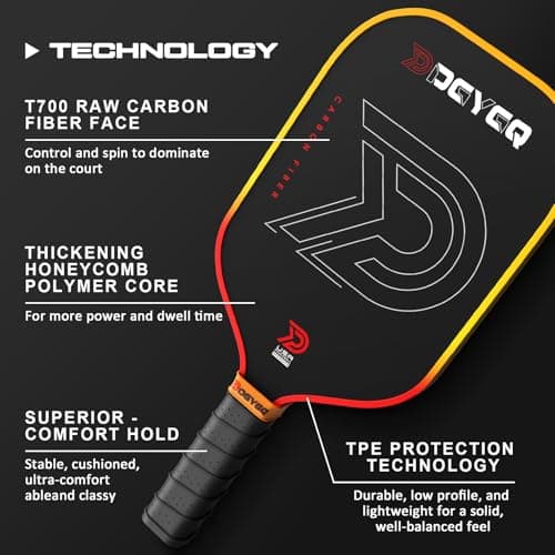 Pickleball Paddles - Professional Carbon Fiber Paddle with Honeycomb Core Pickleball Rackets - Lightweight Precision & Enhanced Shock Absorption for High Spin & Powerful Shots