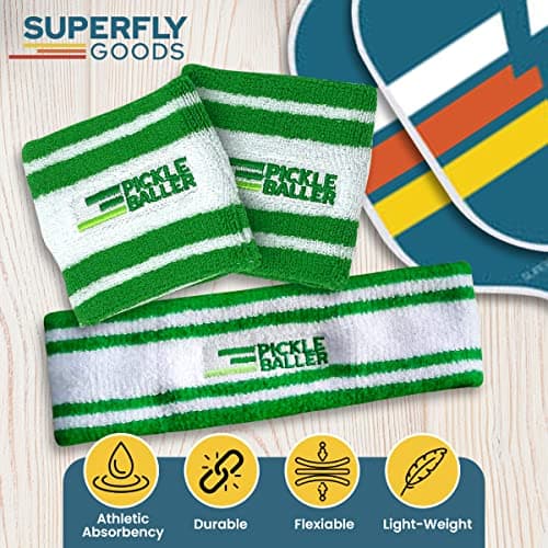 Sweatbands Pickleball Golf Tennis Great Gift or for Your Sports or Team Wristband Sports Band Set Including Towel Wrist and Head Sweatbands