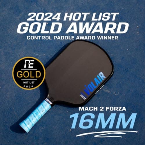 Mach 2 Forza Paddle - Toray T700 Carbon Fiber Surface - Thermoformed - Foam Injected - Spin, Power, & Control - w/Headcover, Eraser, Extra Black Grip, Extra Paddle Neck Band, & Sticker