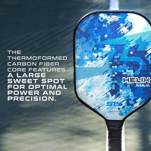 SLK Helix Pro Pickleball Paddle | Carbon Fiber & Fiberglass Hybrid Face | Thermoformed Carbon Fiber Core | Unmatched Control