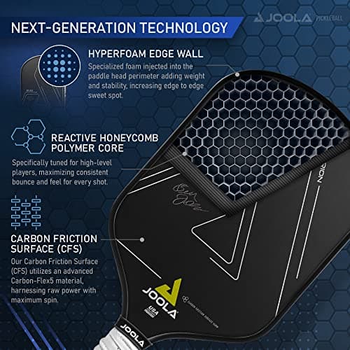JOOLA Ben Johns Hyperion CFS Pickleball Paddle - Official Ben Johns Paddle - USAPA Approved Racket for Tournament Play - Edge to Edge Sweet Spot, Durable Max Spin Surface & Elongated Handle