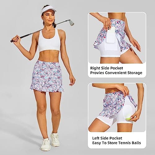 M MOTEEPI Tennis Skirt with Shorts Golf Skorts for Women Dressy Pickleball Skort Golf Outfits Clothes Athletic Skirts