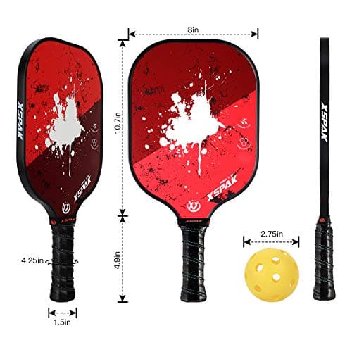 XS XSPAK Pickleball Paddles Sets, USAPA Graphite Face/Carbon Fiber and Polypropylene Honeycomb Core, Anti-Slip Sweat-Absorbing Soft Cushion Grip, Pickleball Set of 2 with 2-4 Balls and 1 Bag/Backpack