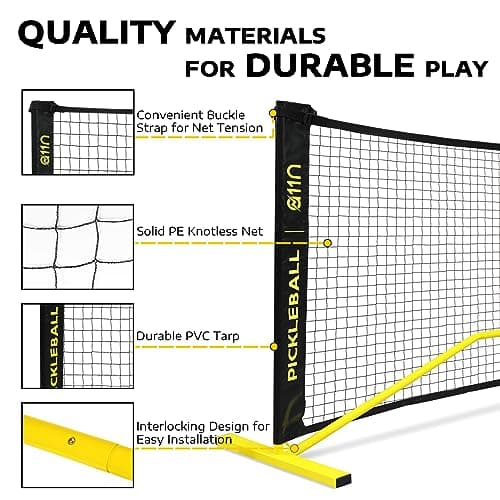 A11N SPORTS Portable Pickleball Net System, Regulation Size with Metal Frame and PE Net, Includes Carrying Bag