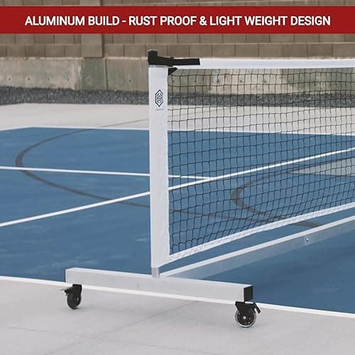 Dominator Standard Portable Pickleball Net - Heavy Duty Indoor/Outdoor Portable Regulation Pickleball Net - USAPA Compliant Net - Includes Rolling Carry Bag & Locking Wheels
