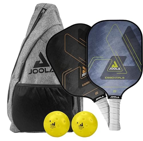 JOOLA Pickleball Paddles & Sets – Agassi Shape or Essentials – Fiberglass or Carbon Fiber Surface – UPA-A & USAP Approved – Single Paddle or Pickleball Set with Balls & Bag – Enhanced Spin & Control