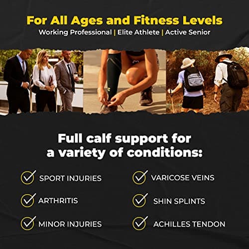 Calf Compression Sleeves for Men & Women - Leg Sleeve and Shin Splints Support - Ideal for Leg Cramp Relief, Varicose Veins, Running - 20-30mmHg Copper Infused Nylon by CopperJoint - Medium