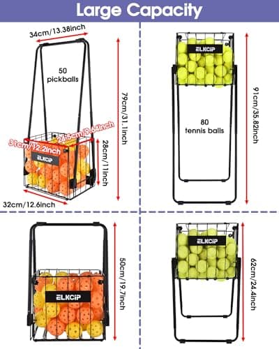 Portable Pickleball & Tennis Ball Collector - Pickleball Retriever Basket Carrier Gatherer Picker Hopper Container for Picking and Storage Training Tool for Ball