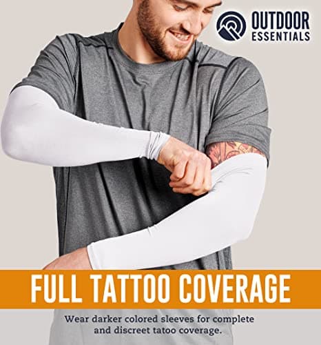 OutdoorEssentials UV Sun Protection Arm Sleeves - Compression Arm Sleeve, UV Arm Sleeves Men, Women - Golf Cooling Sleeves