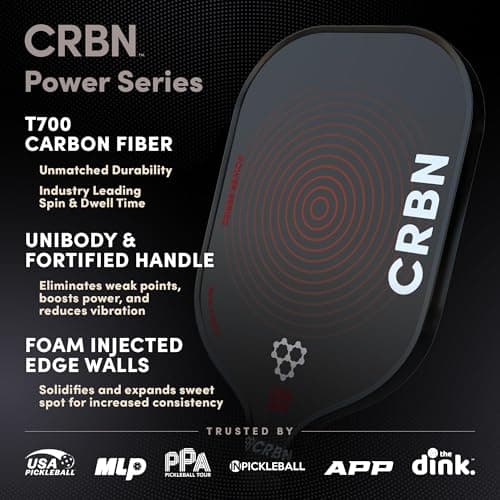 CRBN X Series Power Pickleball Paddle - Carbon Fiber Pickleball Paddle with Foam Injected Edges for Expanded Sweet Spot