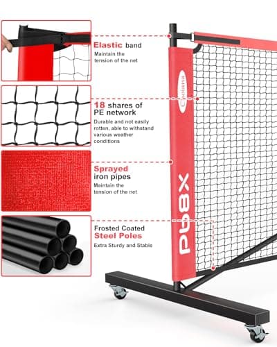 Portable Pickleball Net, Pickle Ball Net Outdoor with 22ft Regulation Size Net, Court Markers, Durable Frame PE Knited Pickleball Practice Net System for Backyard Driveway