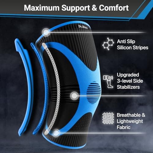 DR. BRACE ELITE Knee Brace with Size Stabilizer (2 Pack) Knee Brace for Women & Men, Workout, Sports, Daily Knee Compression Sleeve for Maximum Knee Pain Support & Fast Recovery (Neptune, Large)