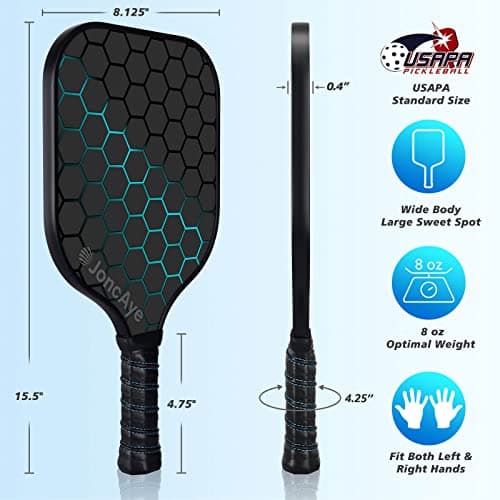 Pickleball-Paddles-Set of 4 or 2 Rackets by JoncAye, USAPA Approved Pickle-Ball Equipment with Balls, Bag, Accessories, Fiberglass Graphite Pickleball Racquet Set for Men, Women, Kids, Adults