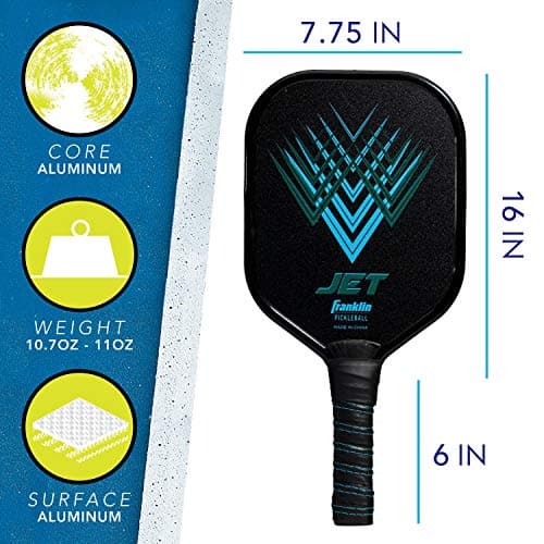 Franklin Sports Pickleball Paddle - Titus + Jet Aluminum Plated Paddles - USA Pickleball (USAPA) Approved Paddle