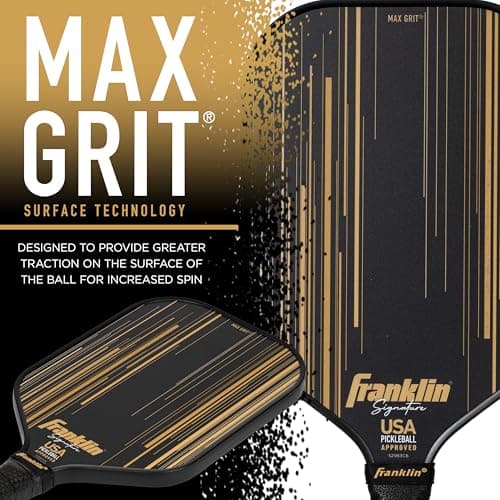 Franklin Sports Pro Pickleball Paddles - Signature Series Pro Pickleball Paddle with MaxGrit Surface - USA Pickleball (USAPA) Approved Tournament Pickleball Paddles - 13mm + 16mm Polypropylene Cores