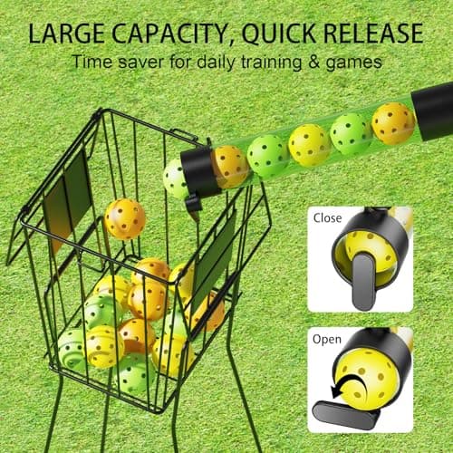 17 Balls Pickleball Ball Retriever & Ball Holder Storage with Strap, Back Saver for Pickleball Accessories, Quick for Pickleball Tube Ball Pickup