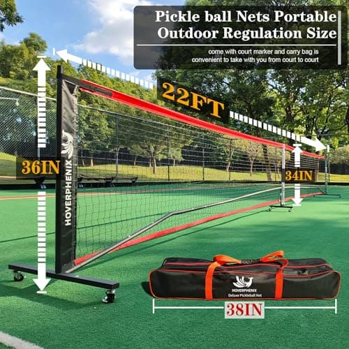 22FT Regulation Size Pickleball Net for Driveway, Outdoor Balls and Portable Carry Bag, Weather Resistance Strong Steel Frame