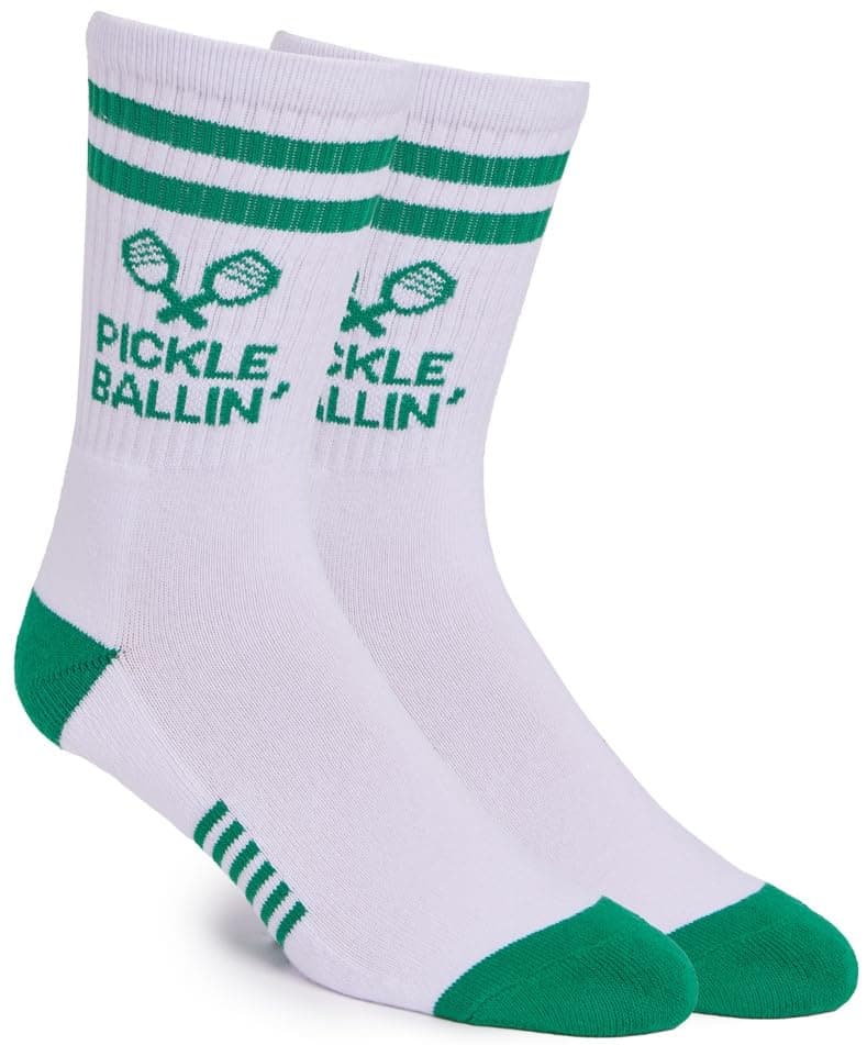 Performance Pickleball Crew Socks, Great Gift For Pickleball Lovers, Mens and Womens, One Size 8-13
