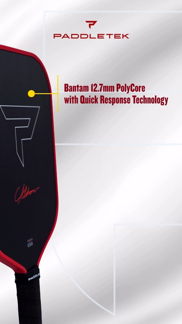 Paddletek Bantam TKO-C 14.3mm Pickleball Paddles with Polymer Honeycomb Core - Unidirectional Carbon Fiber – Torsional Weighting & High Tack Performance Grip - USAPA Approved - 5.25 Inch Handle