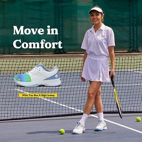 FitVille Wide Pickleball Shoes for Women Tennis Court Shoes with Arch Support for Flat Feet