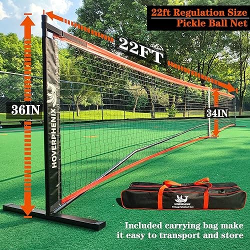 Pickleball Set with Net for Driveway, Portable Regulation Size Pickleball Net System with Paddle Set of 4, Outdoor Pickleballs, Carry Bag, Weather Resistant Metal Frame