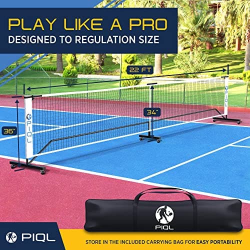 Portable Pickleball Net System with Wheels - Regulation Size Pickleball Set - Pickle Ball Indoor & Outdoor Nets – Driveway Pickle-Ball Court with Carry Bag for Pickle Ball Set