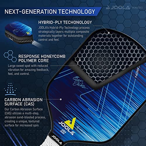 JOOLA Ben Johns Hyperion Pickleball Paddle - Carbon Surface & Sure-Grip Elongated Handle - Increased Power and Spin - Carbon Fiber Pickleball Paddle - Honeycomb Polypropylene Core - USAPA Approved
