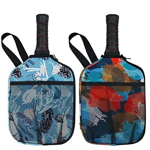 WK IEASON Neoprene Pickleball Paddle Cover with Inner Pockets and Handle Strap - Racket Sleeve and Ball Holder Organizer