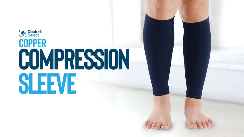 Doctor's Select 2 Pairs Copper Calf Compression Sleeve - Leg Compression Sleeves for Women & Men, Shin Splint Relief