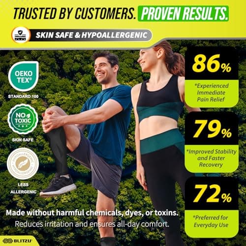 BLITZU Calf Compression Sleeve for Men & Women Footless Compression Socks Support Runners Leg Sleeve Shin Splints Pain Relief