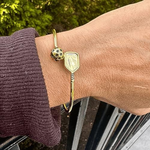 Sportybella Pickleball Bracelet - Women's Pickleball Paddle Cuff Bangle, Gift for Female Players