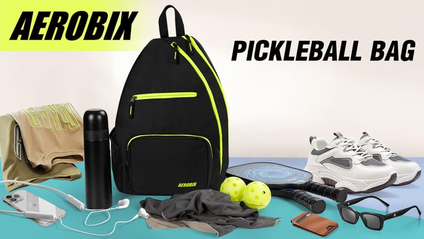 AEROBIX Pickleball Bag for Women & Men, Pickle Ball Backpack - Upgraded Zippers, Large Capacity, Padded Paddle Pocket, Adjustable Sling Bag (No Accessories)