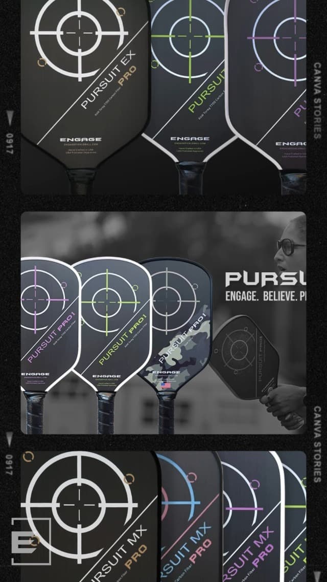 Engage Pursuit Pro EX Pickleball Paddle – Widebody Shape, Raw T700 Toray Carbon Fiber Face, 13mm Control Pro “Black” Core, Vortex Barrier Edge Technology Limits Vibration