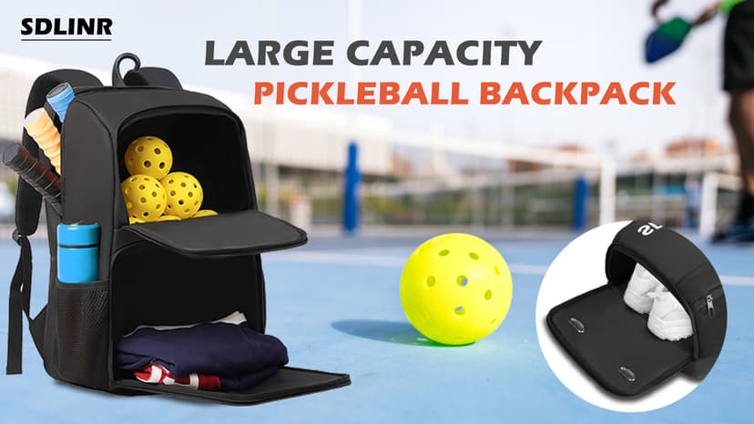 Pickleball Bag Fits 4 to 10 Paddles, Large Pickleball Backpack with Shoe Compartment and Fence Hook,Pickleball Gifts for Men Women