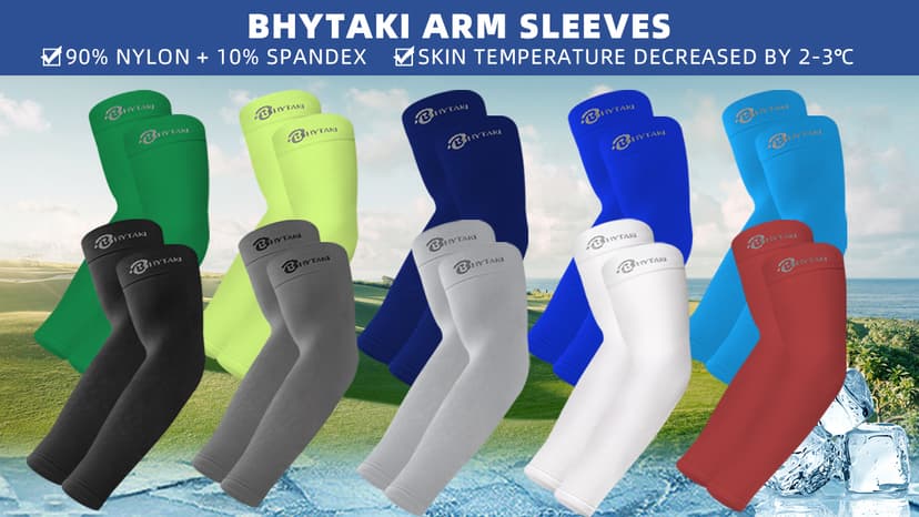 BHYTAKI Cooling Compression Arm Sleeves for Men Women,UPF50 UV Sun Protection Sleeves for Work Sport Tattoo Cover Up