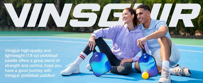 VINSGUIR Pickleball Paddle Set of 2, USAPA Approved Lightweight Fiberglass Rackets with Honeycomb Core, 4 Pickleballs & Carrying Bag, Ideal for Beginners & Gift