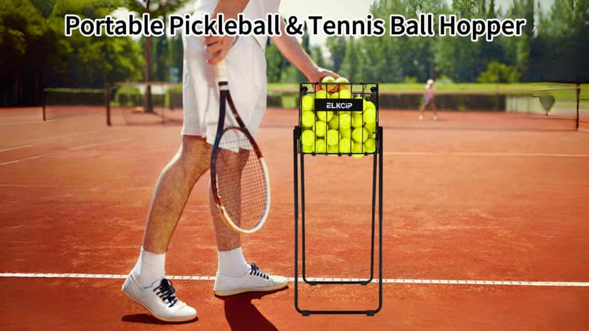 Portable Pickleball & Tennis Ball Collector - Pickleball Retriever Basket Carrier Gatherer Picker Hopper Container for Picking and Storage Training Tool for Ball
